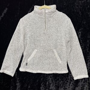 Prana Pullover Quarter Zip Gray Marled Knit Kangaroo Pocket Gorpcore Play Kids L